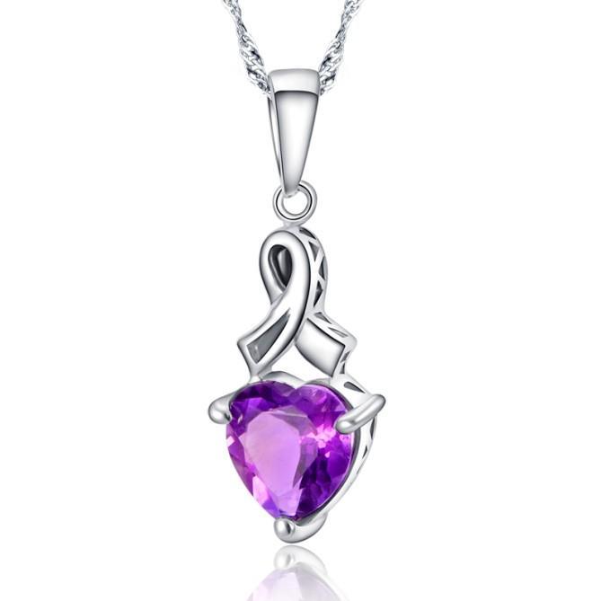 纯天然紫水晶吊坠项链